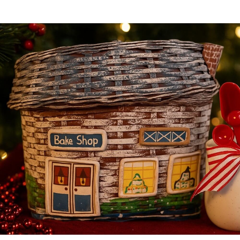 Vintage Rosenthal Netter Wicker Basket Hand Painted "Bake Shop"